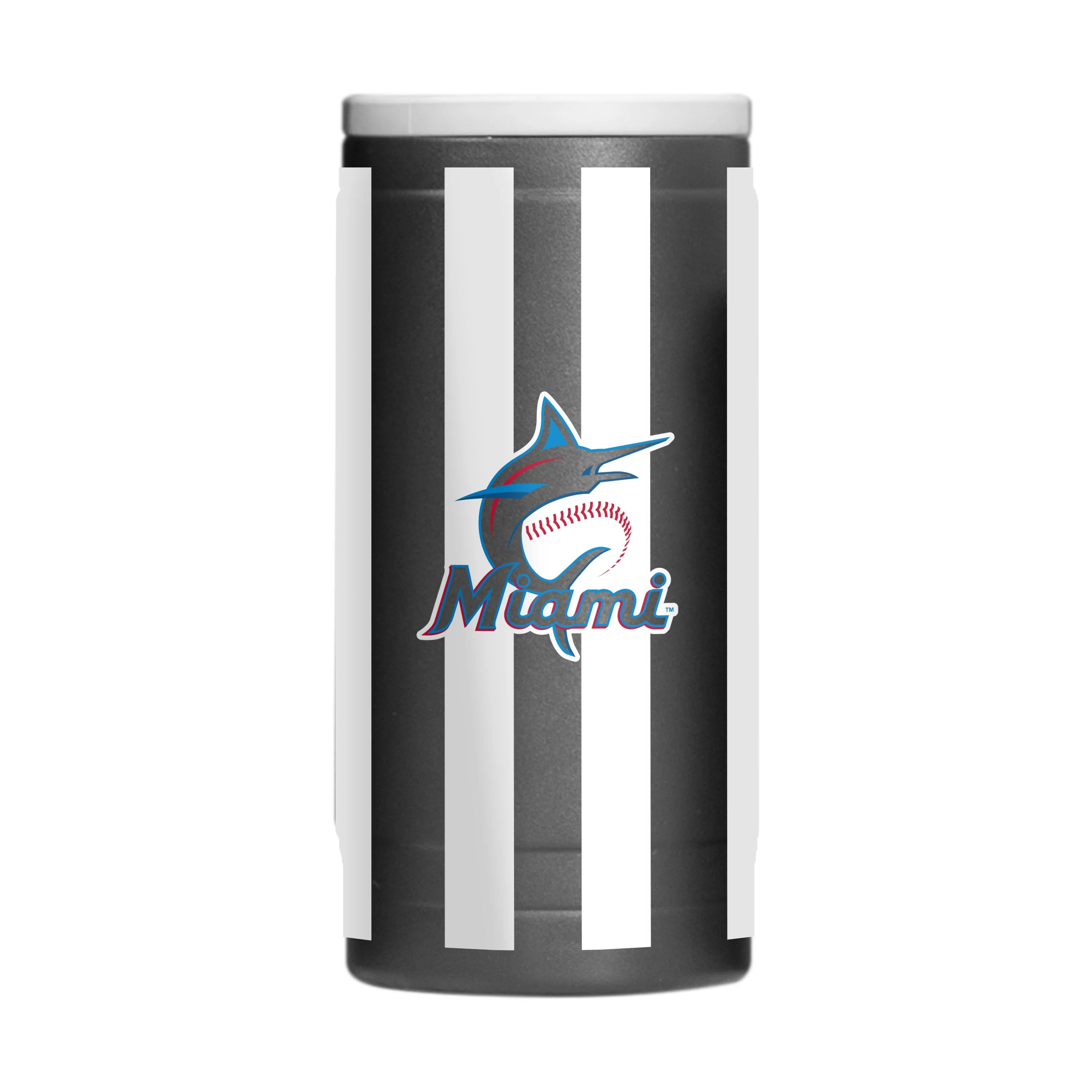 Miami Marlins 12oz Striped Powdercoat SlimCan Coolie - Image 2