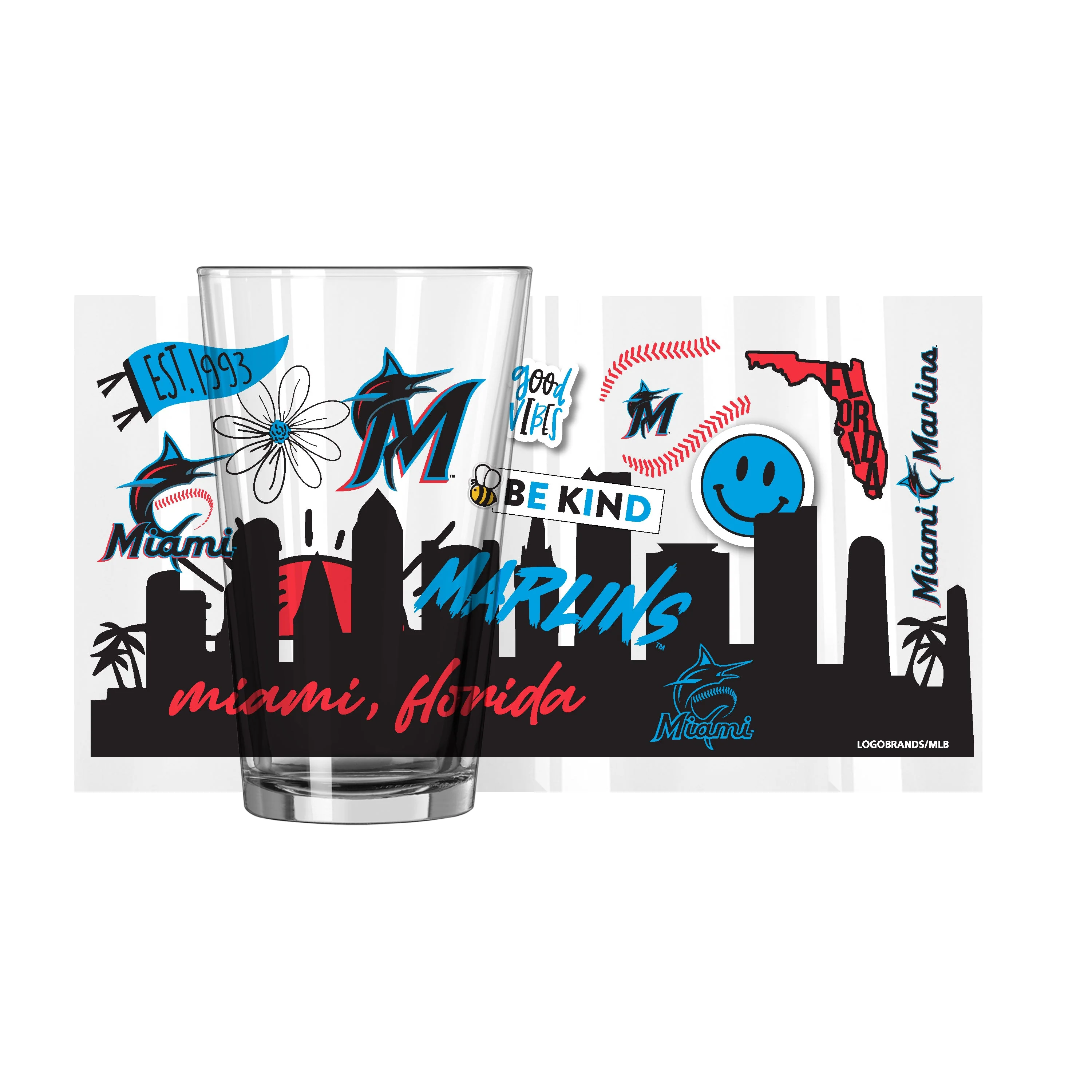 Miami Marlins 16oz Native Pint Glass - Image 2
