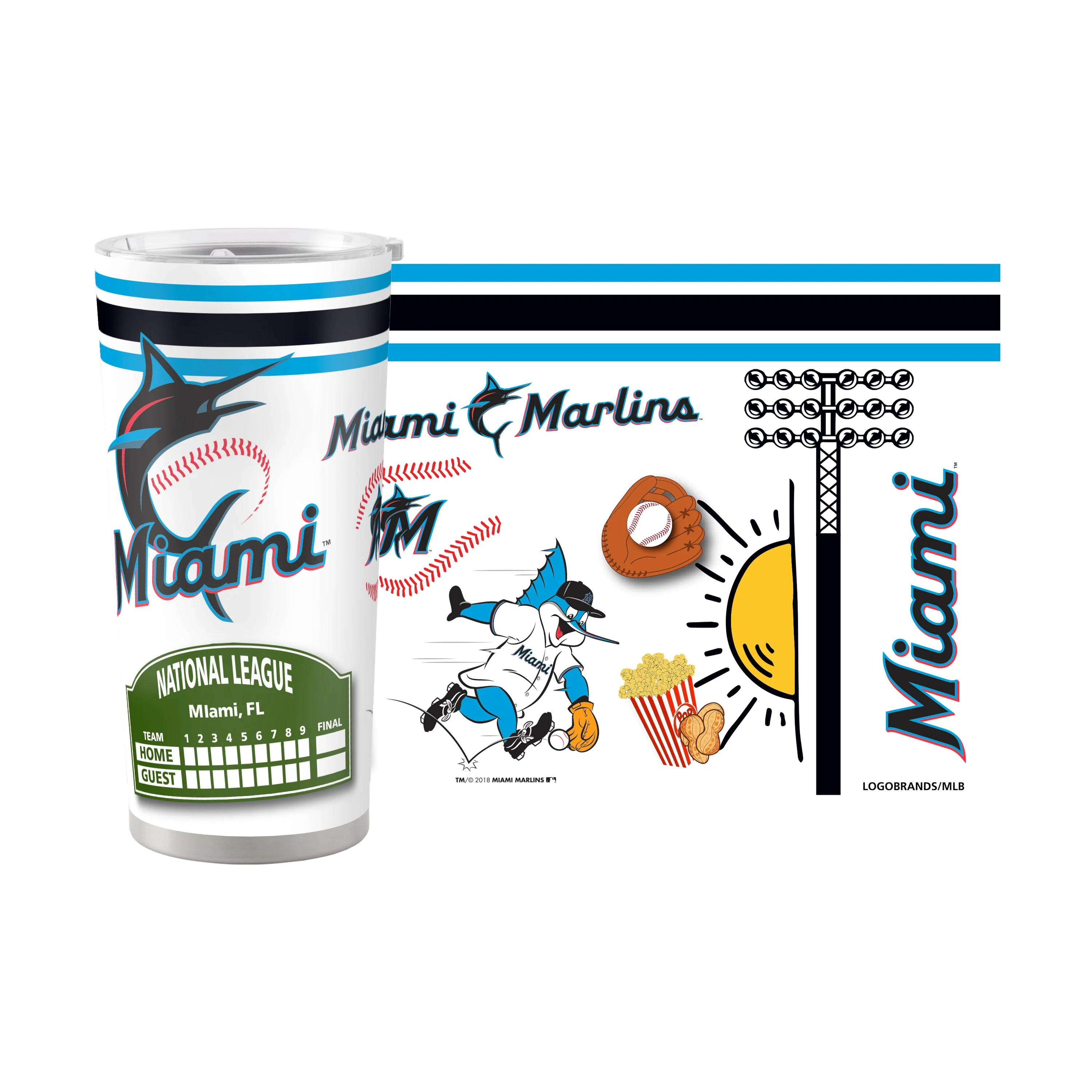 Miami Marlins 20oz Native Stainless Steel Tumbler - Image 2