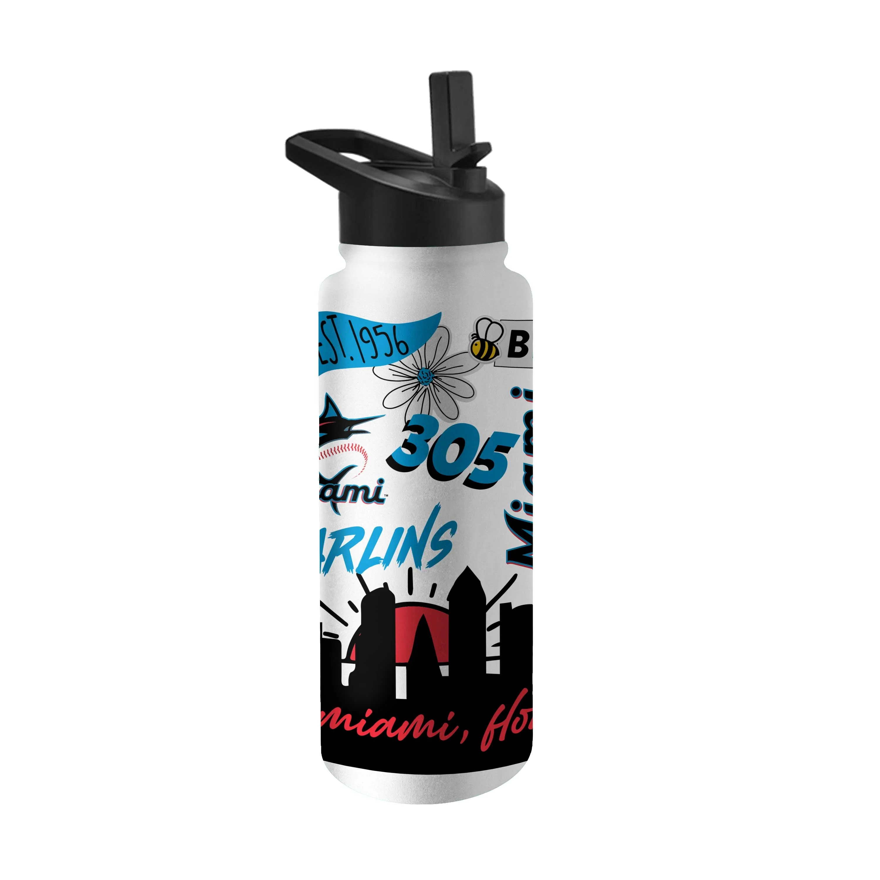 Miami Marlins 34oz Native Quencher Bottle - Image 2