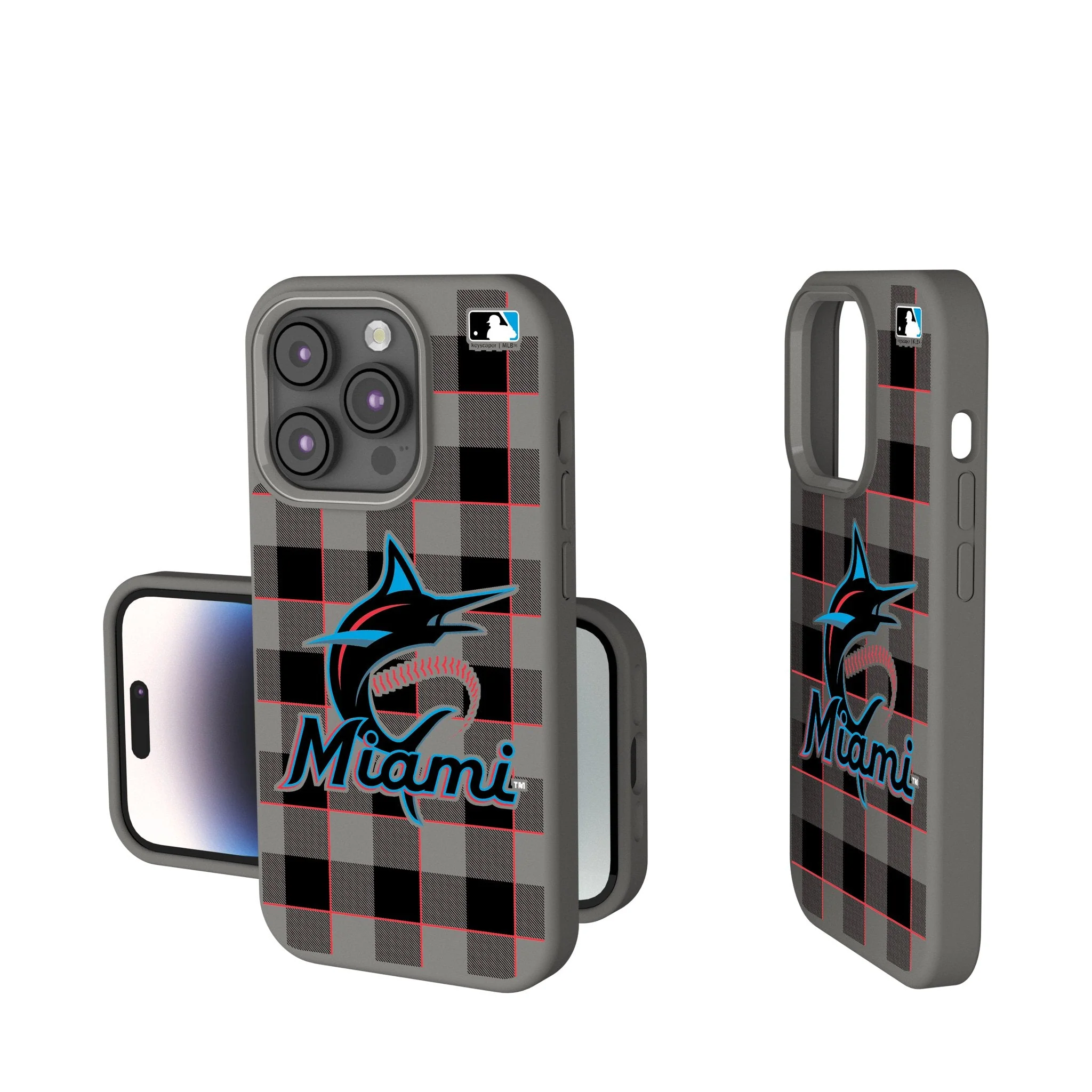 Miami Marlins Plaid Soft Touch Phone Case