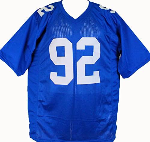 Michael Strahan Autographed Blue Pro Style Jersey-Beckett W Hologram - Image 2