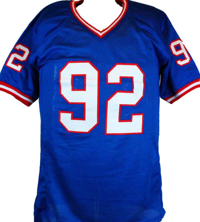 Michael Strahan Autographed Blue TB Pro Style Jersey-Beckett W Hologram Black - Image 4
