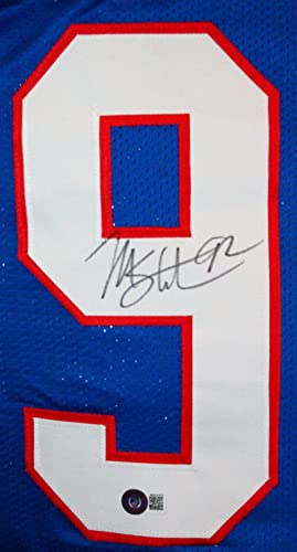 Michael Strahan Autographed Blue TB Pro Style Jersey-Beckett W Hologram Black - Image 5