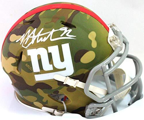 Michael Strahan Autographed New York Giants CAMO Speed Mini Helmet - Beckett W Auth WHITE