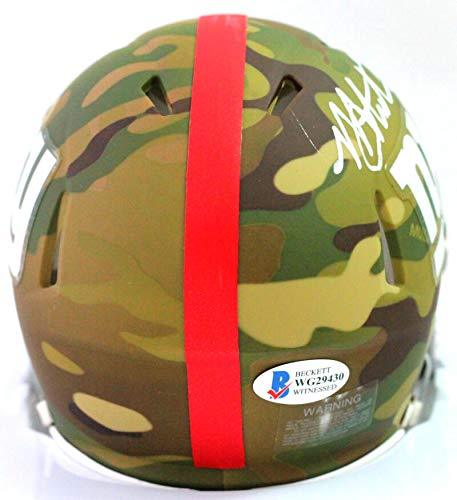 Michael Strahan Autographed New York Giants CAMO Speed Mini Helmet - Beckett W Auth WHITE - Image 2