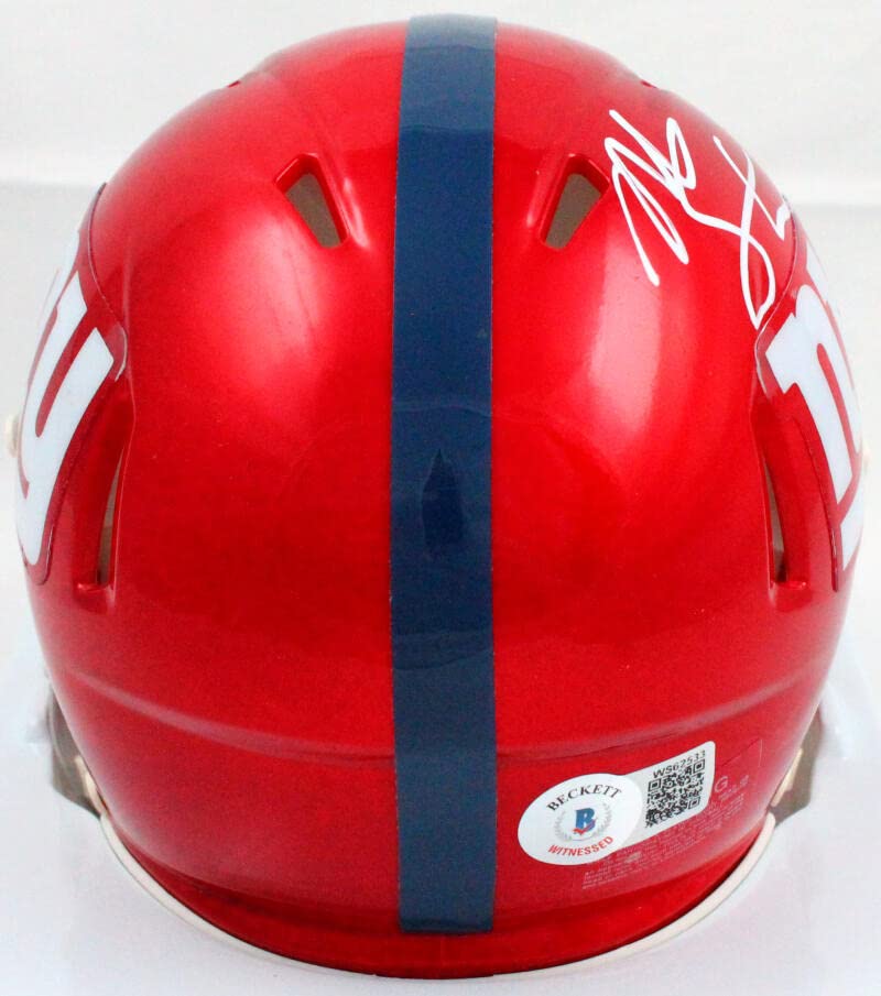 Michael Strahan Autographed New York Giants Flash Speed Mini Helmet-Beckett W Hologram White - Image 4