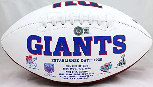 Michael Strahan Autographed New York Giants Logo Football-Beckett W Hologram - Image 2
