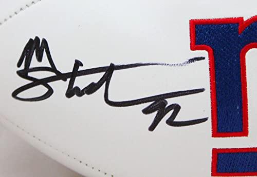 Michael Strahan Autographed New York Giants Logo Football-Beckett W Hologram - Image 3