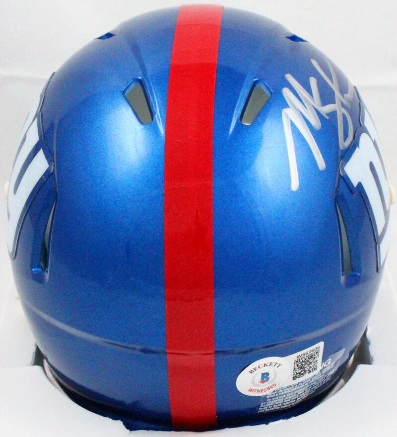 Michael Strahan Autographed New York Giants Speed Mini Helmet-Beckett W Hologram Silver - Image 4