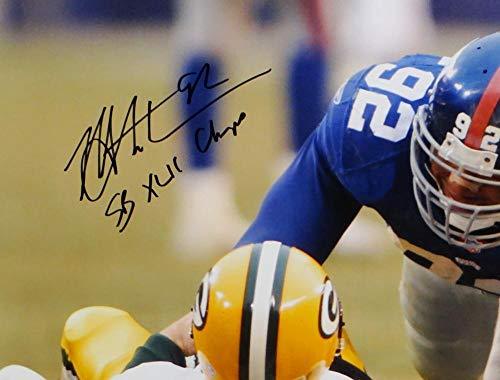 Michael Strahan Autographed NY Giants 16x20 PF Photo Sacking Favre w/Insc- JSA W Auth White - Image 2
