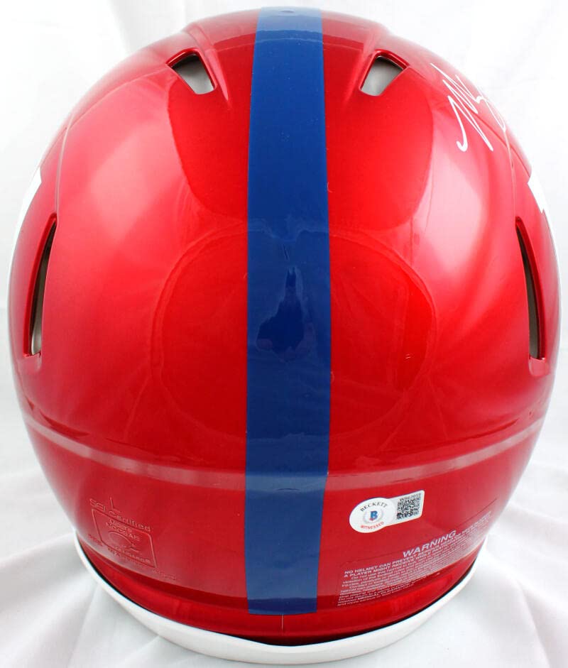 Michael Strahan Autographed NY Giants F/S Flash Speed Authentic Helmet-Beckett W Hologram White - Image 5