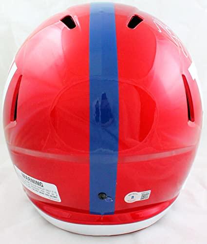 Michael Strahan Autographed NY Giants F/S Flash Speed Helmet-Beckett W Hologram White - Image 3