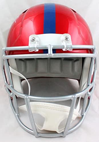 Michael Strahan Autographed NY Giants F/S Flash Speed Helmet-Beckett W Hologram White - Image 4