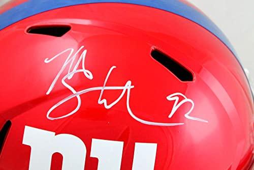 Michael Strahan Autographed NY Giants F/S Flash Speed Helmet-Beckett W Hologram White - Image 5
