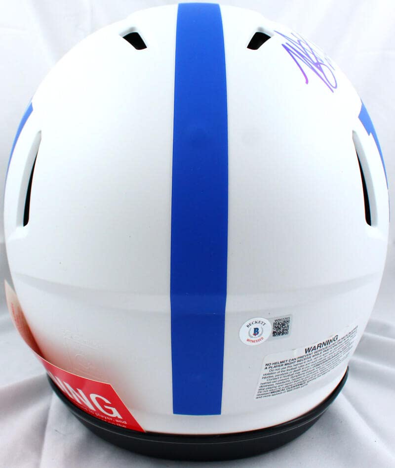 Michael Strahan Autographed NY Giants F/S Lunar Speed Authentic Helmet-Beckett W Hologram Blue - Image 5