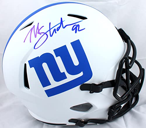 Michael Strahan Autographed NY Giants F/S Lunar Speed Helmet-Beckett W Hologram Blue