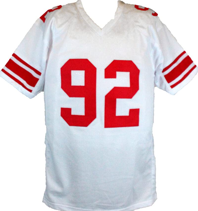 Michael Strahan Autographed White Pro Style Jersey-Beckett W Hologram Black - Image 4
