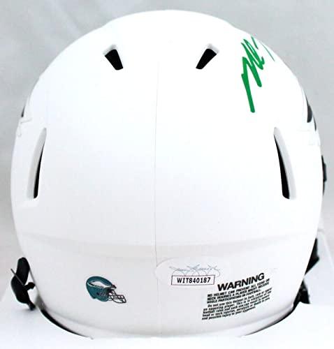 Michael Vick Autographed Eagles Lunar Speed Mini Helmet- JSA W Auth Green - Image 2