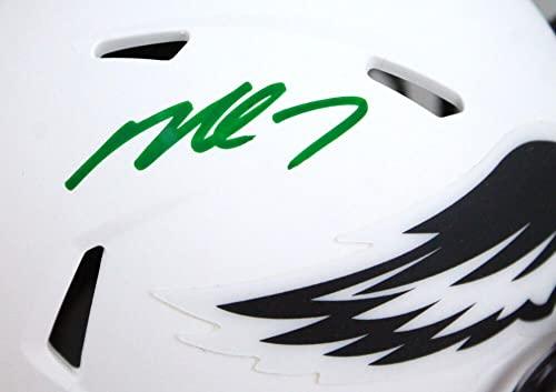 Michael Vick Autographed Eagles Lunar Speed Mini Helmet- JSA W Auth Green - Image 3
