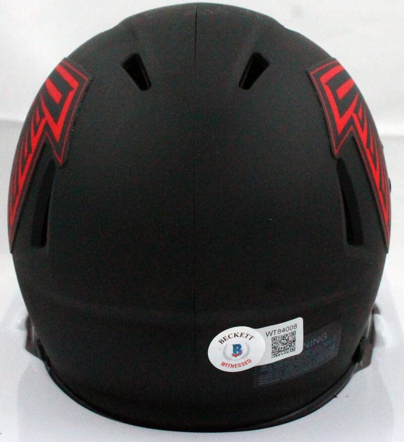 Michael Vick Autographed Falcons Eclipse Speed Mini Helmet-Beckett W Hologram Silver - Image 4