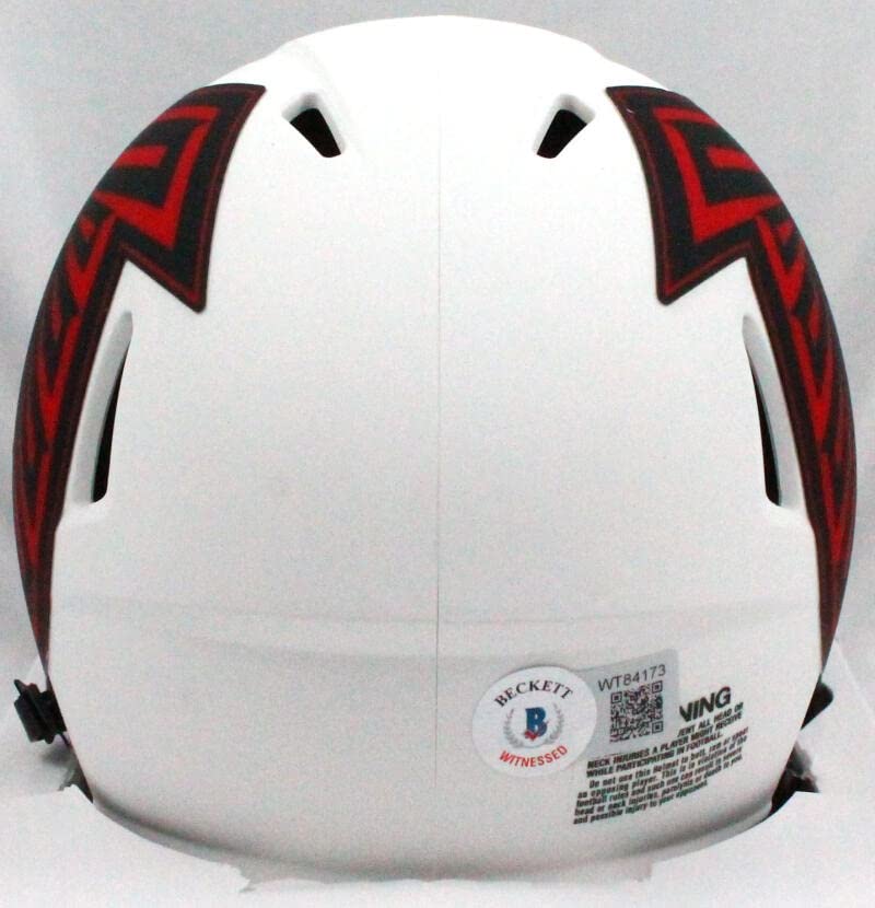 Michael Vick Autographed Falcons Lunar Speed Mini Helmet-Beckett W Hologram Red - Image 4