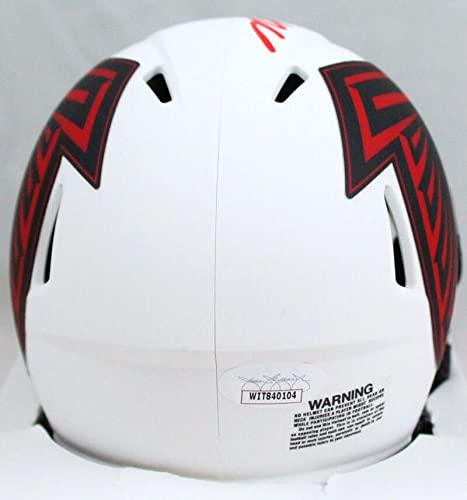 Michael Vick Autographed Falcons Lunar Speed Mini Helmet- JSA W Auth Red - Image 2