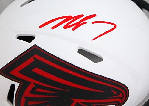 Michael Vick Autographed Falcons Lunar Speed Mini Helmet- JSA W Auth Red - Image 3