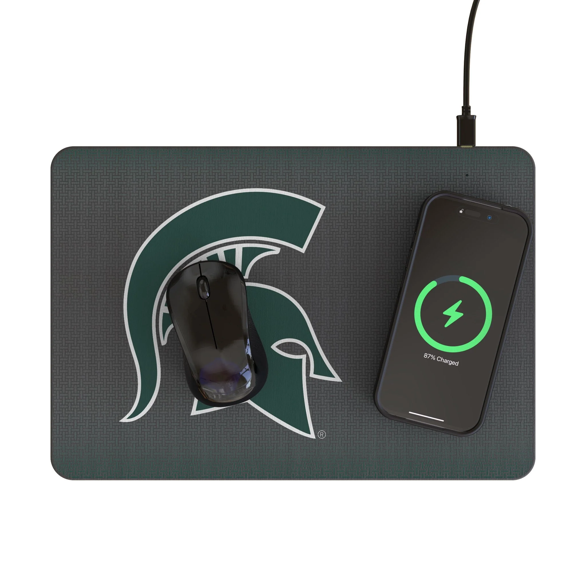 Michigan State University Spartans Linen 15-Watt Wireless Charger and Mouse Pad - Image 2