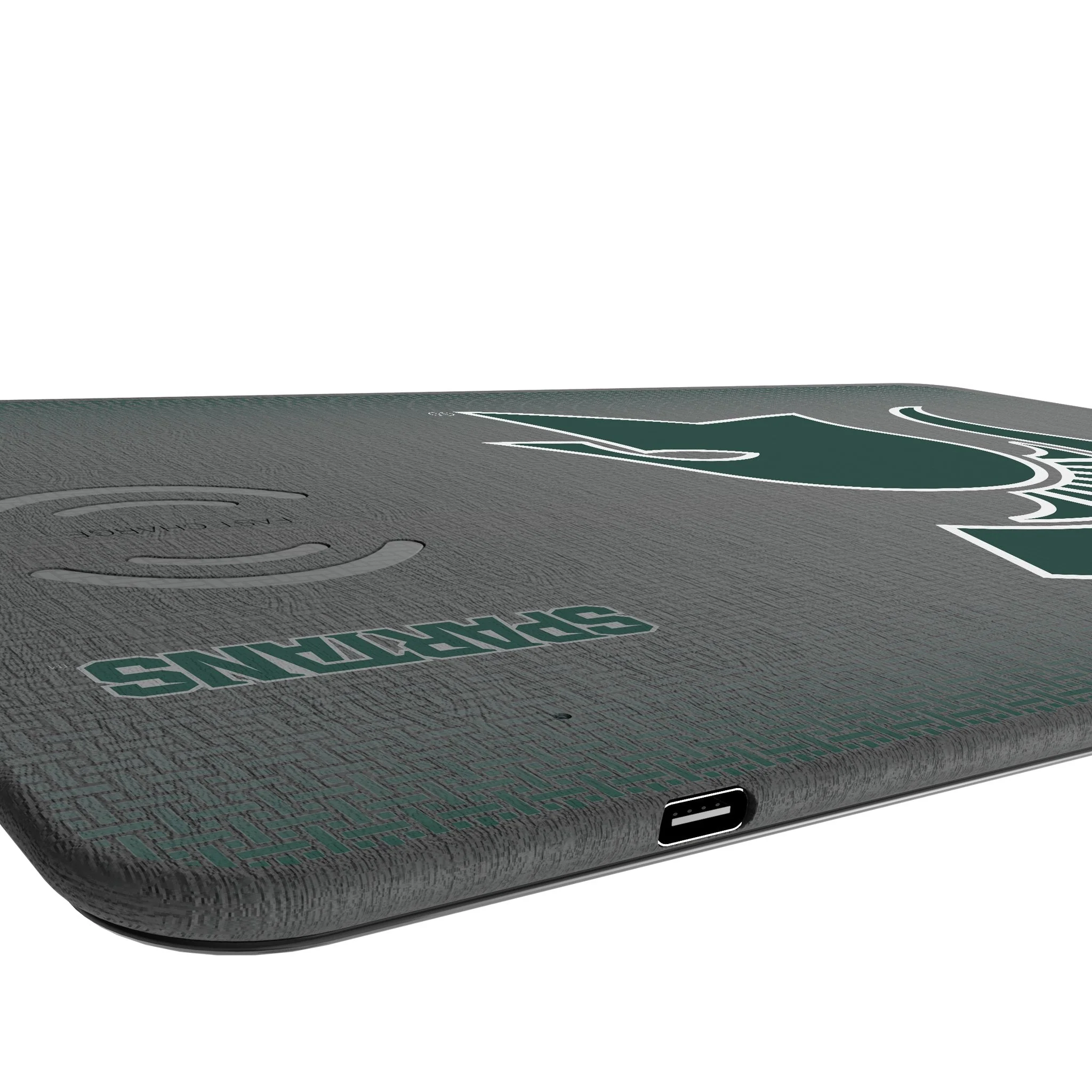 Michigan State University Spartans Linen 15-Watt Wireless Charger and Mouse Pad - Image 3