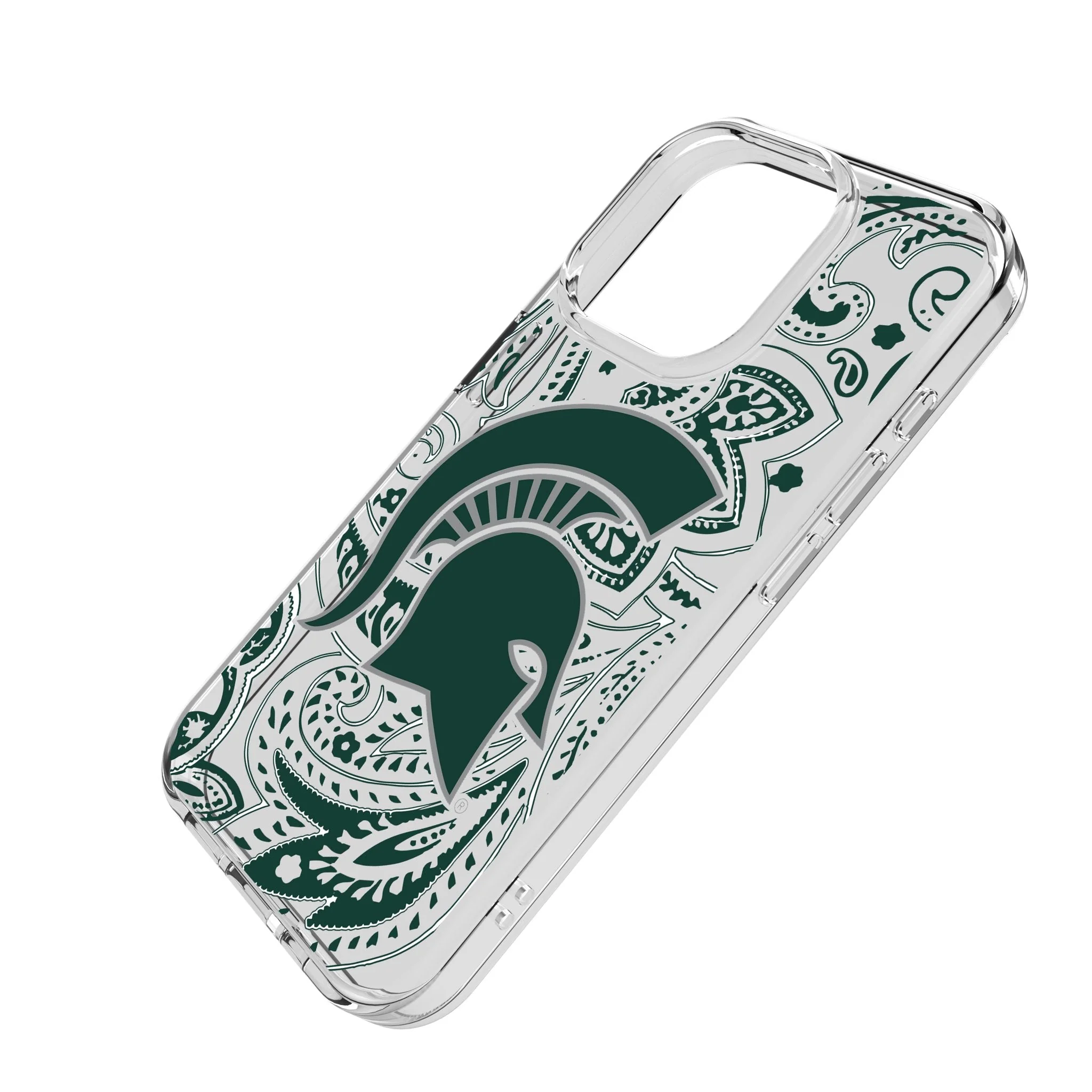 Michigan State University Spartans Paisley Clear Phone Case for Apple iPhone - Image 2