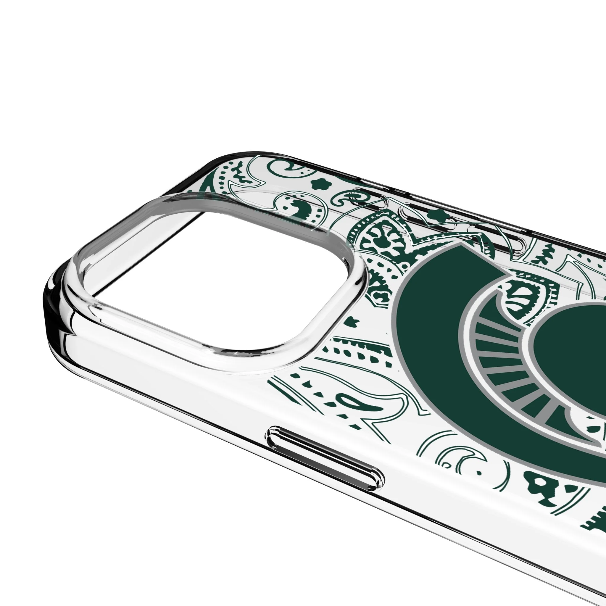 Michigan State University Spartans Paisley Clear Phone Case for Apple iPhone - Image 3