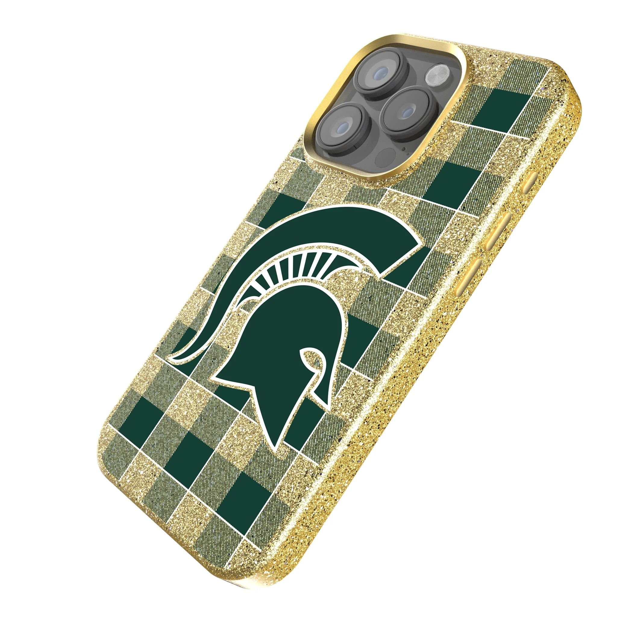 Michigan State University Spartans Plaid Bling Phone Case - Image 2