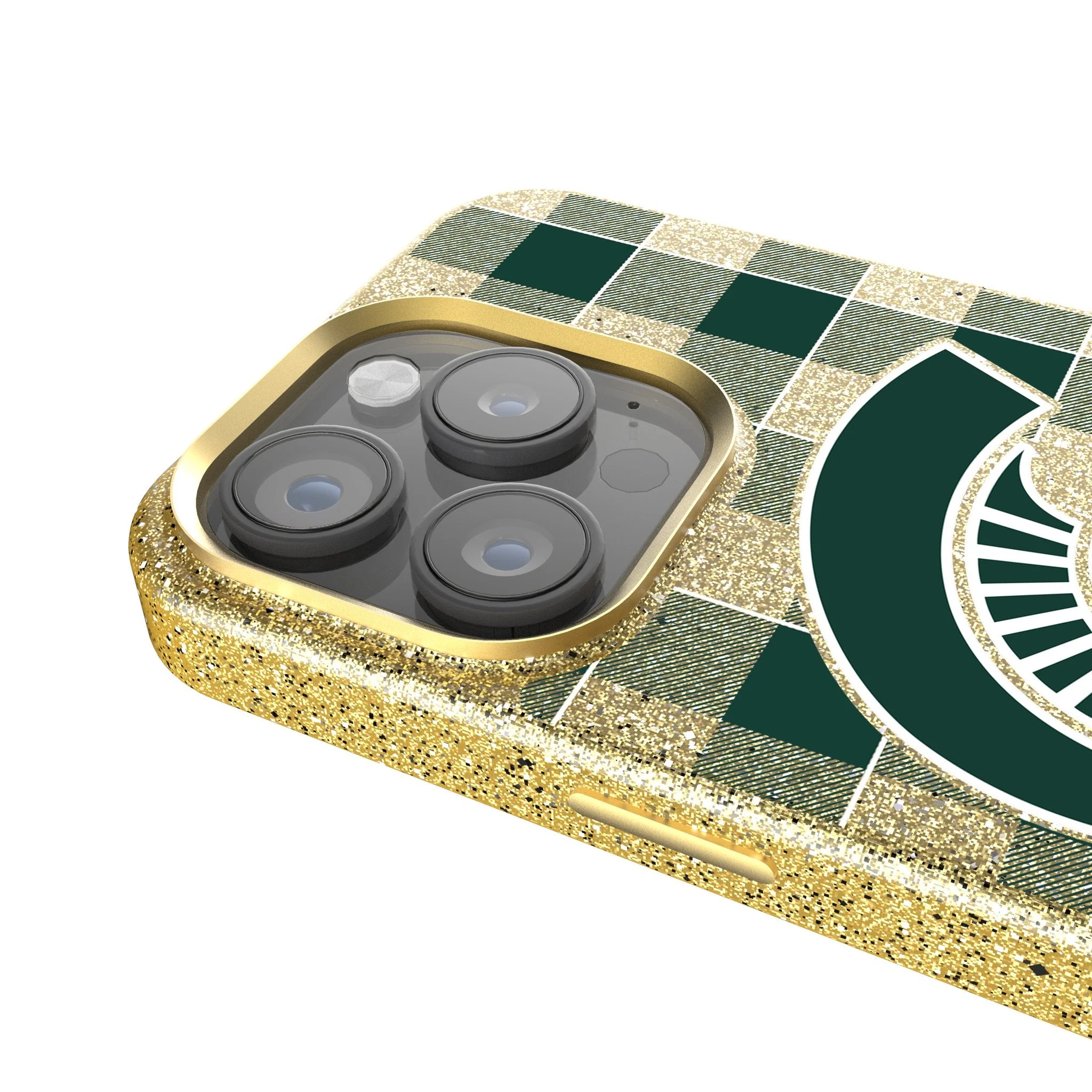 Michigan State University Spartans Plaid Bling Phone Case - Image 4