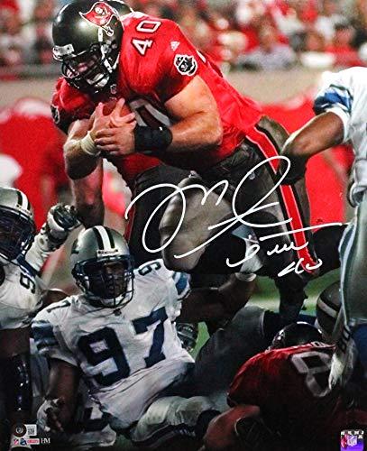 Mike Alstott Autographed Bucs Running Over Players 16x20 HM Photo-Beckett W Wte