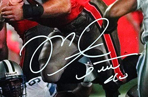 Mike Alstott Autographed Bucs Running Over Players 16x20 HM Photo-Beckett W Wte - Image 2