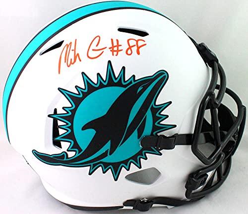 Mike Gesicki Autographed Miami Dolphins Lunar Speed F/S Helmet-Beckett W Orange