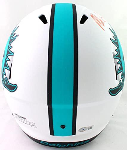Mike Gesicki Autographed Miami Dolphins Lunar Speed F/S Helmet-Beckett W Orange - Image 3