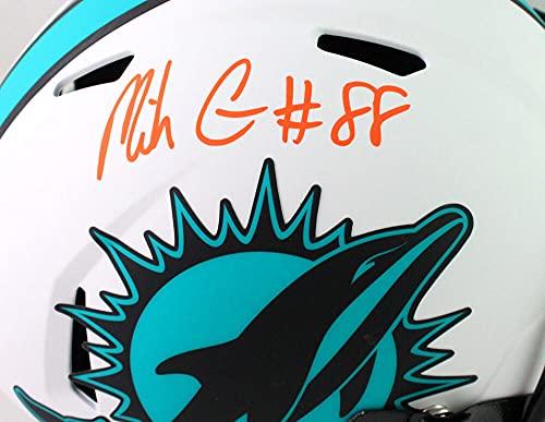 Mike Gesicki Autographed Miami Dolphins Lunar Speed F/S Helmet-Beckett W Orange - Image 5