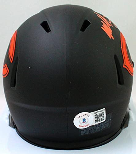 Mike Singletary Autographed Chicago Bears Eclipse Speed Mini Helmet- Beckett W Hologram Orange - Image 2