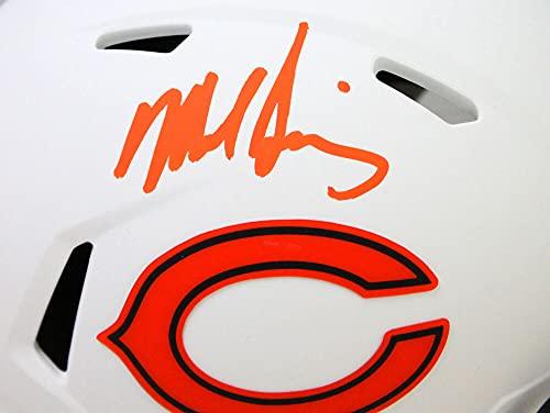 Mike Singletary Autographed Chicago Bears Lunar Speed Mini Helmet- Beckett W Hologram Orange - Image 3