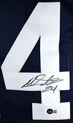Miles Sanders Autographed Blue College Style Jersey-Beckett W Hologram Black - Image 5