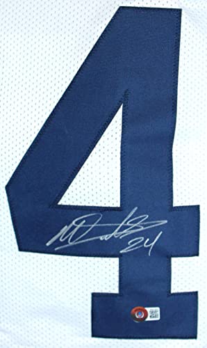 Miles Sanders Autographed White College Style Jersey-Beckett W Hologram Silver - Image 5