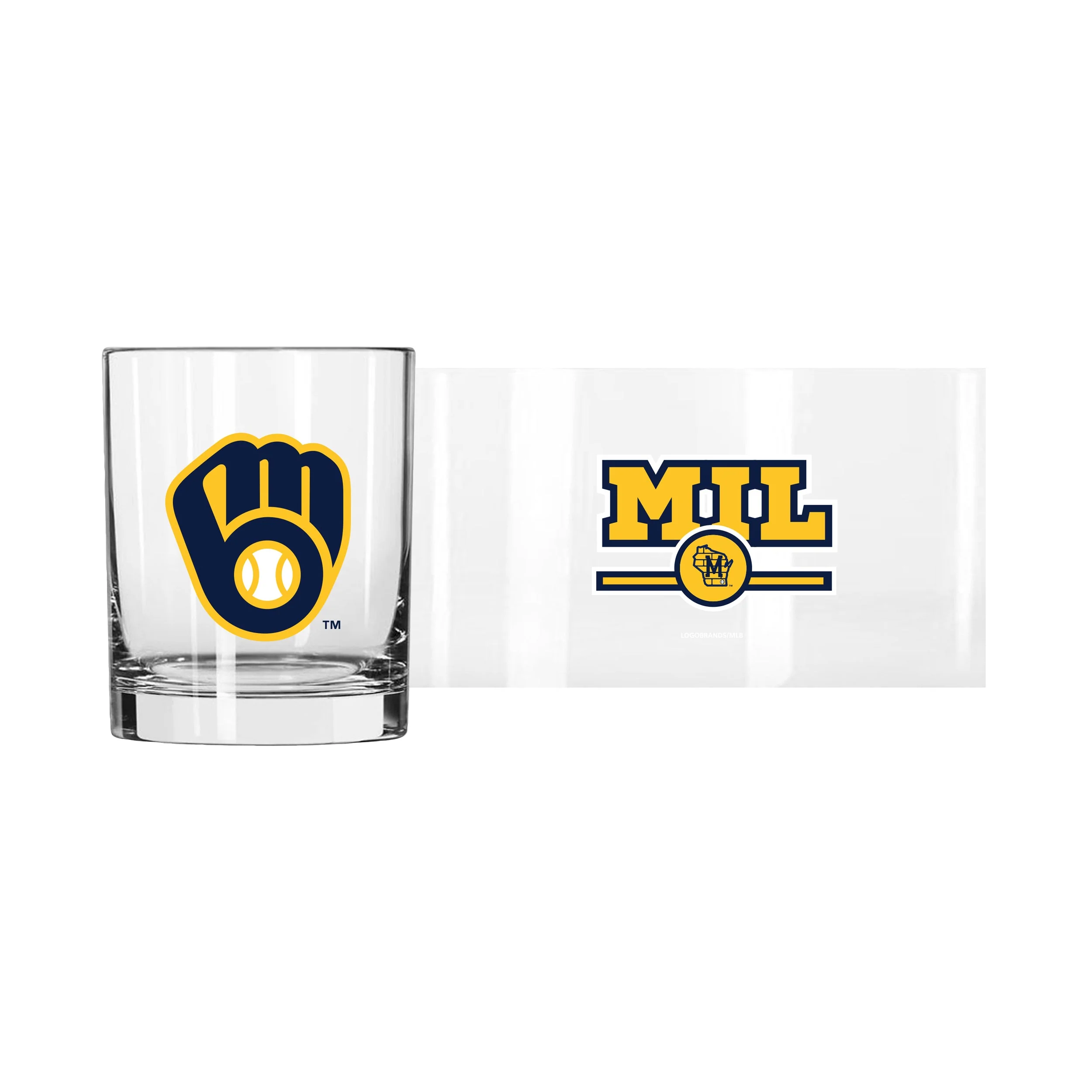 Milwaukee Brewers 14oz Letterman Rocks Glass - Image 2