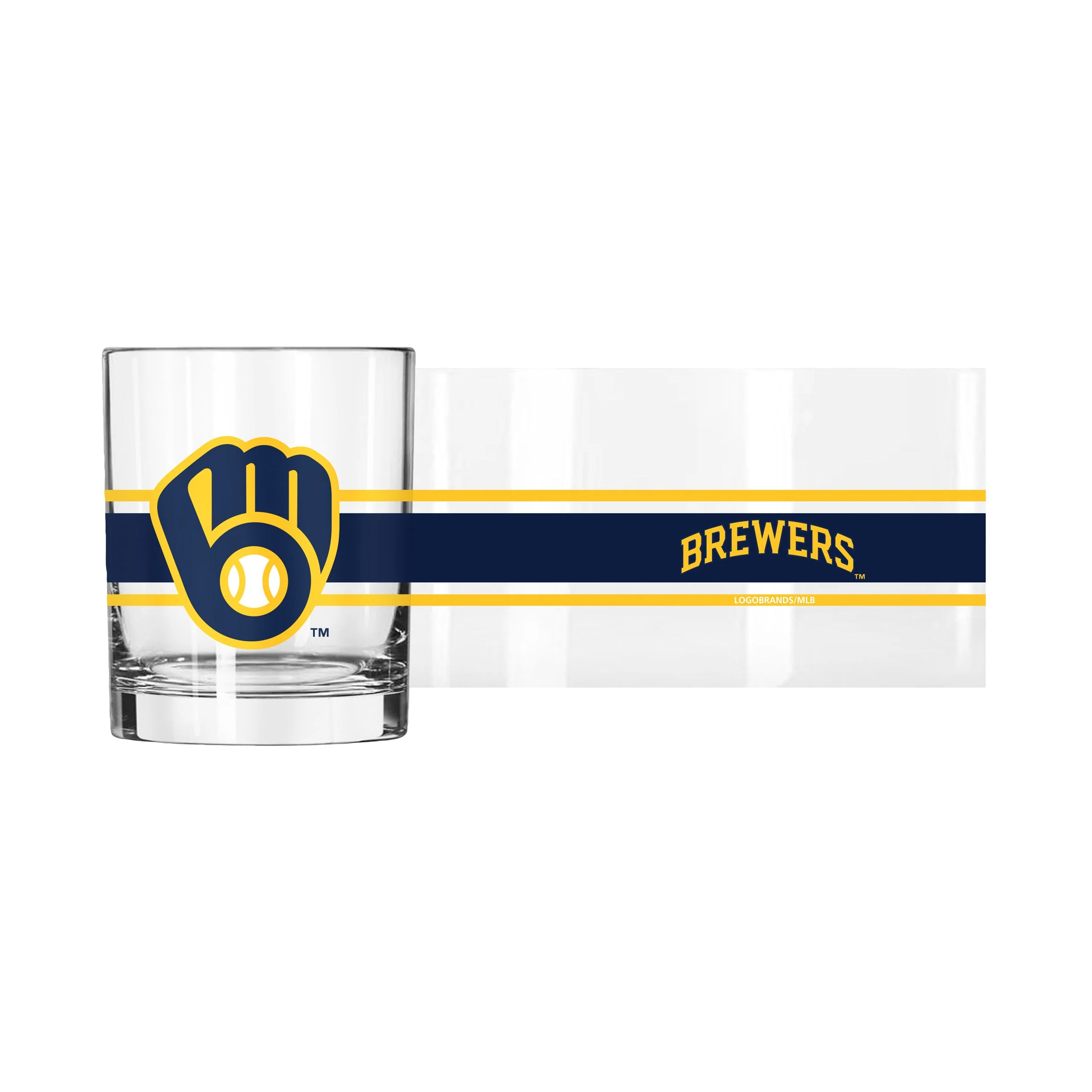 Milwaukee Brewers 14oz Stripe Rocks Glass - Image 2
