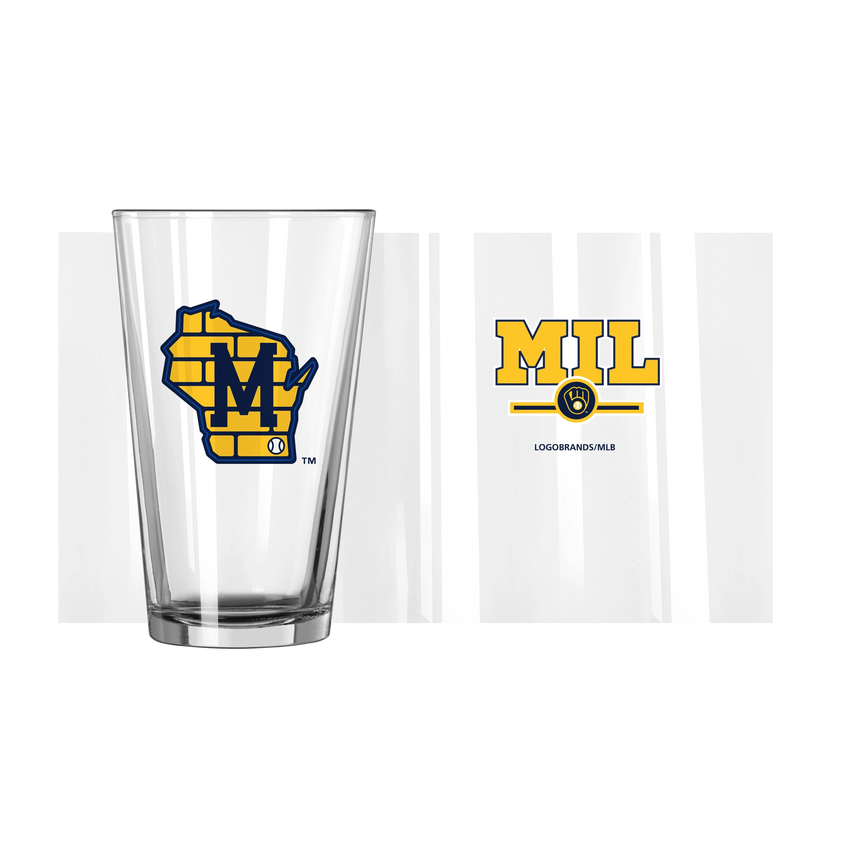 Milwaukee Brewers 16oz Letterman Pint Glass - Image 2