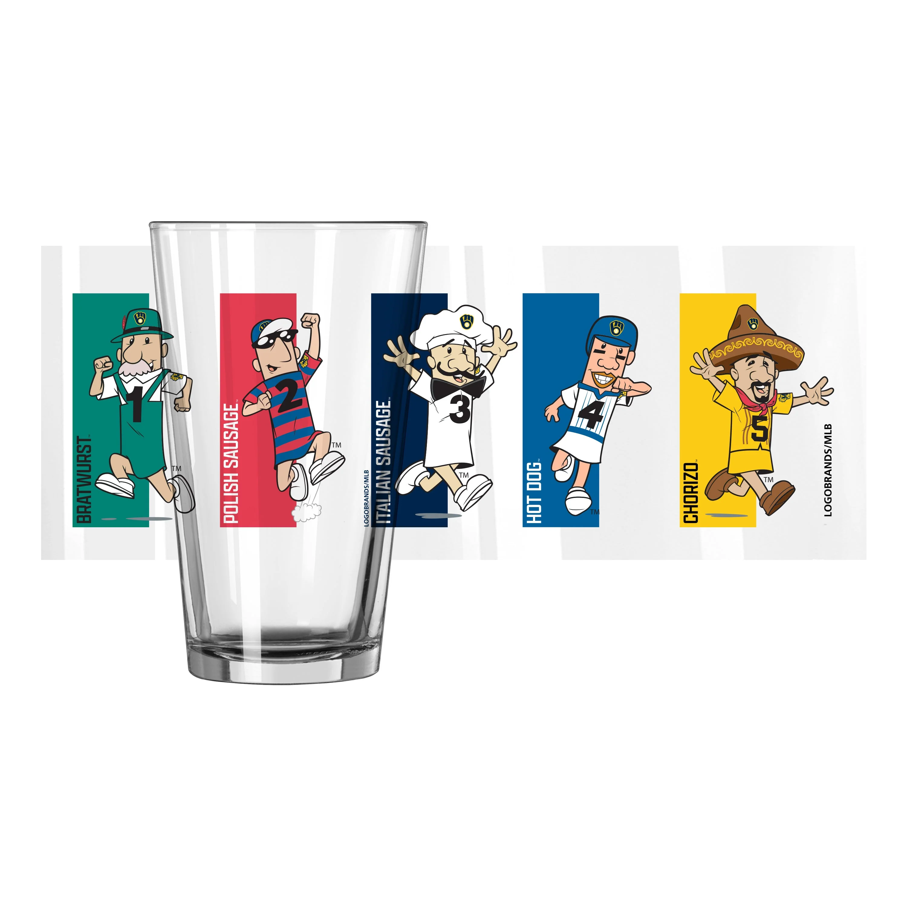 Milwaukee Brewers 16oz Racing Sausages Pint Glass - Image 2