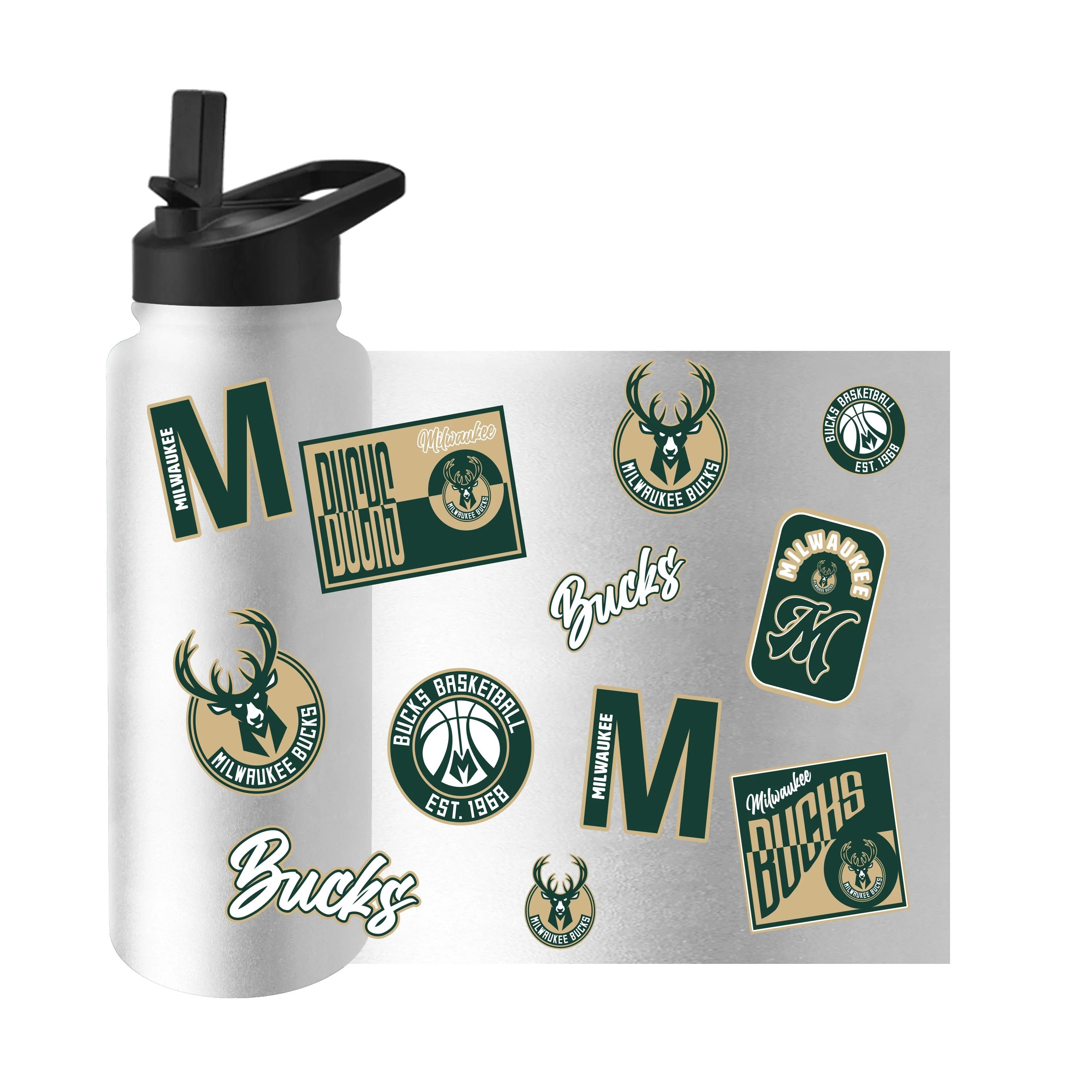 Milwaukee Bucks 34oz White Dreamweave Quencher Bottle - Image 3