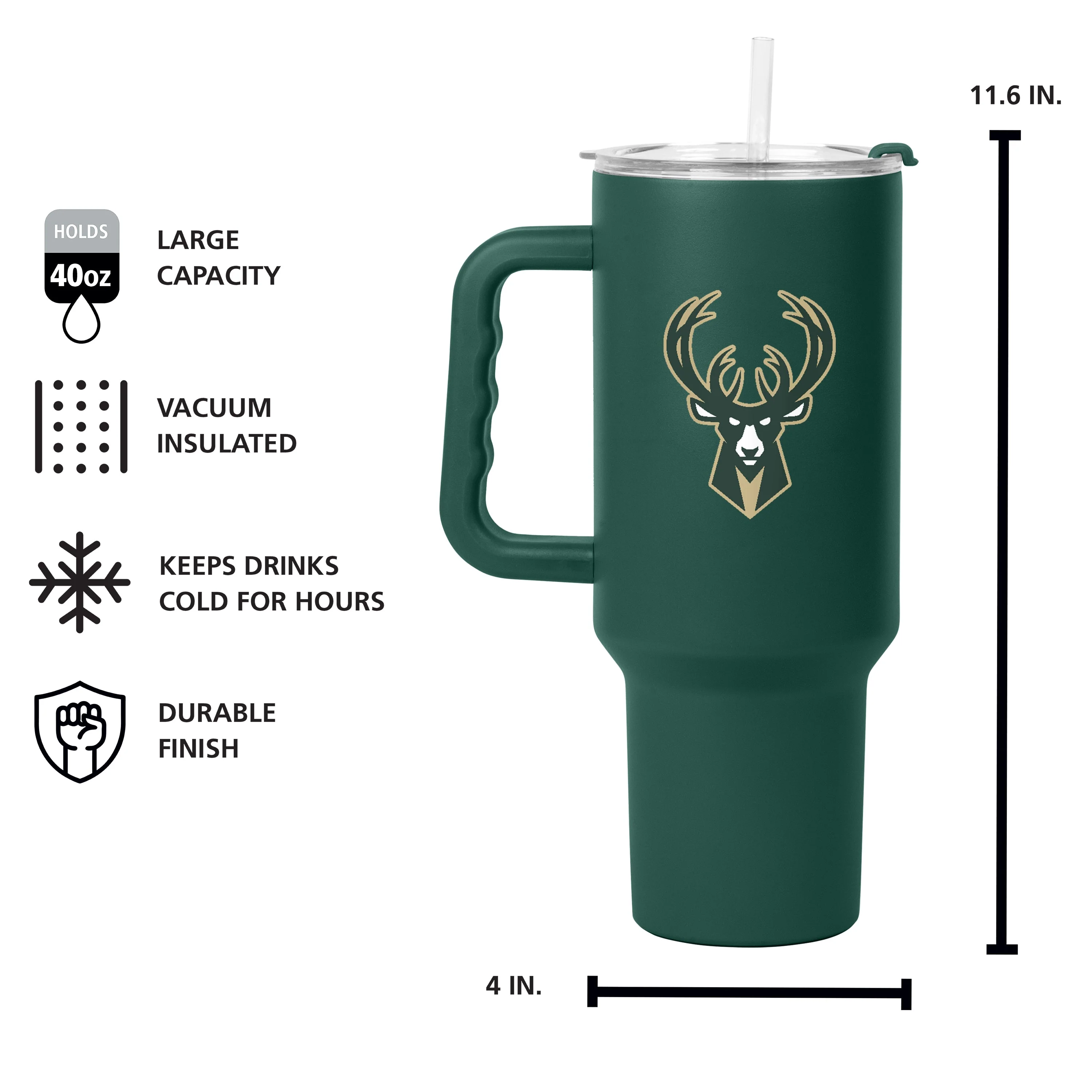 Milwaukee Bucks 40oz Flipside Powder Coat Tumbler - Image 5