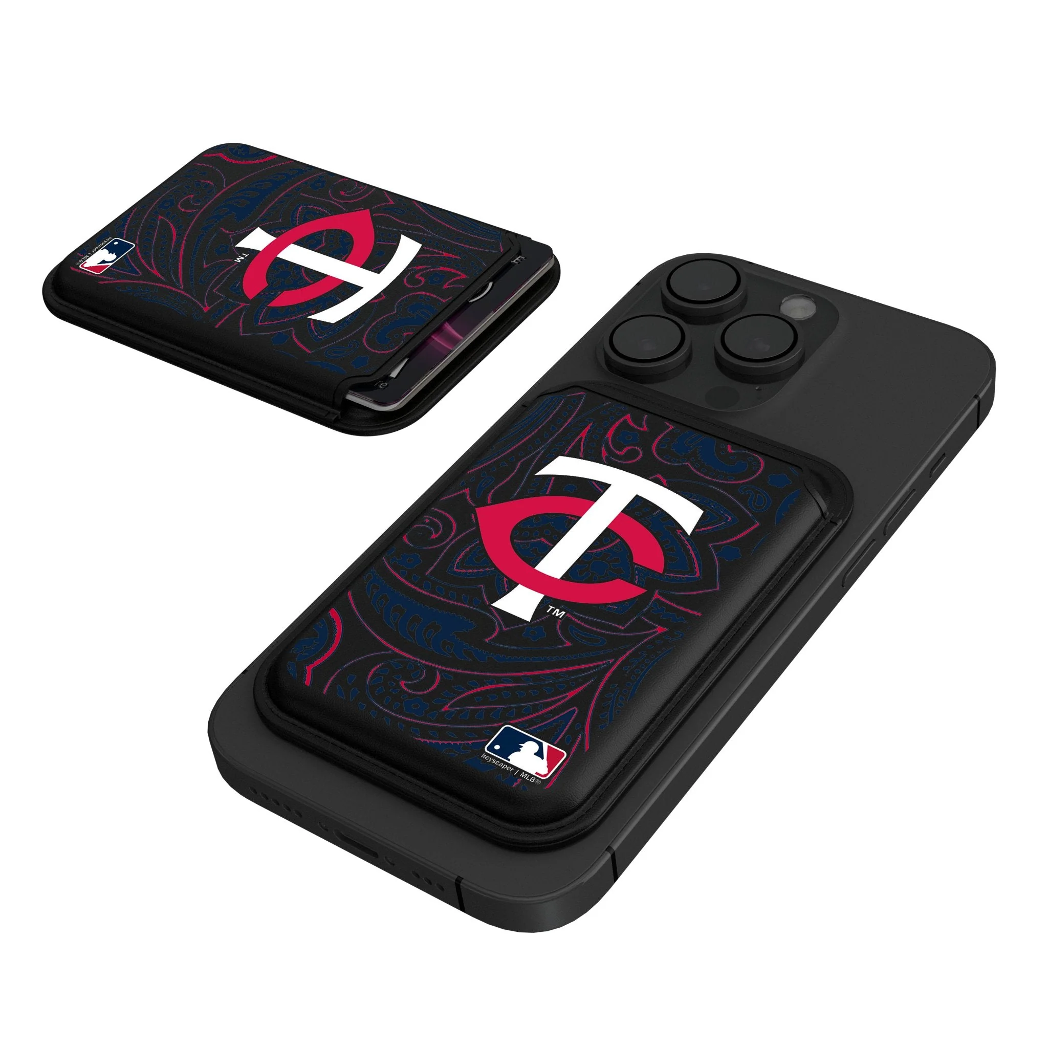 Minnesota Twins Paisley Black Magnetic Credit Card Wallet